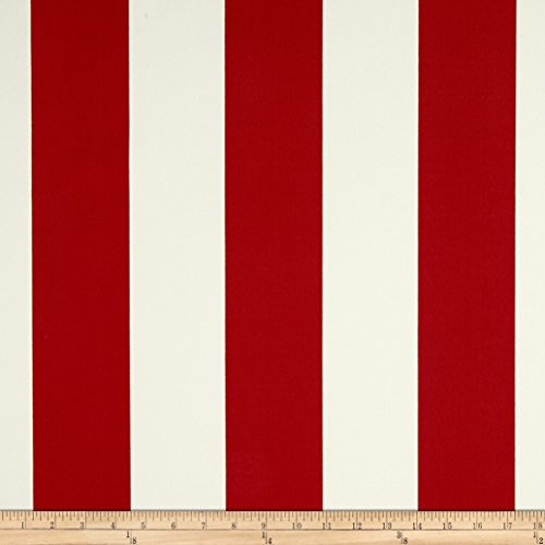 Richloom Fabrics Solarium Outdoor Cabana Stripe Fabric by The Yard, Red