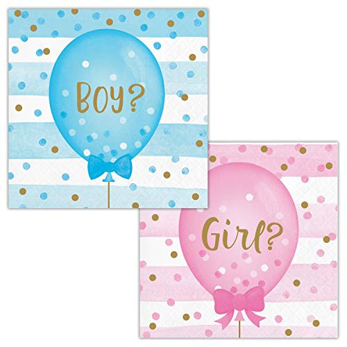 Gender Reveal Balloons Beverage Napkins, 48 ct