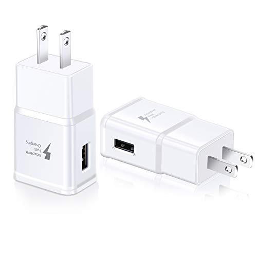 Adaptive Fast Charging Block Adapter Compatible for Galaxy S6/S7/S8/S8 +/S9/S9 +/S10/S10e, Galaxy Note 8/Note 9/Note 10+, LG V30/V20/G7/G6/G5 USB Travel Fast Charging Wall Charger (Pack of 2, White)