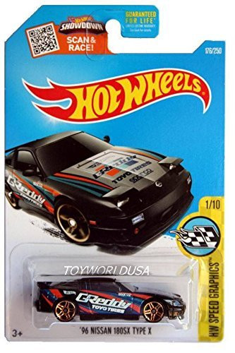 Hot Wheels 2016 HW Speed Graphics '96 Nissan 180SX Type X 176/250, Black