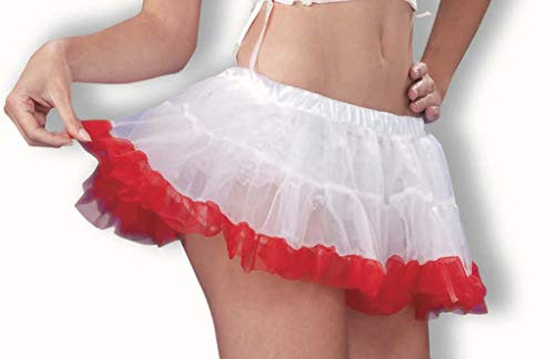 Forum Novelties Women's 10-Inch Micro Mini Crinoline, White/Red, One Size