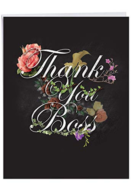 Chalk and Roses - Beautiful Boss Thank You Greeting Card with Envelope (Large 8.5 x 11 inch) - Painted Flowers, Elegant Gratitude Card From All Of Us, Coworkers, Employees - Thanks Boss J2358ABYG-US Chalk and Roses - Beautiful Boss Thank You Greeting Card with Envelope (Large 8.5 x 11 inch) - Painted Flowers, Elegant Gratitude Card From All Of Us, Coworkers, Employees - Thanks Boss J2358ABYG-US