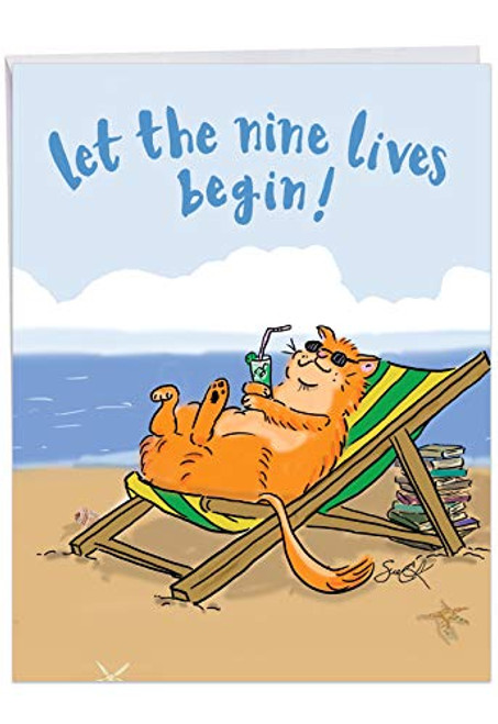 NobleWorks - Cat Retirement - Cute Happy Retirement Notecard for Coworker, Boss - Retirement Card with Envelope (Big 8.5 x 11 Inch) J7310RTG-US NobleWorks - Cat Retirement - Cute Happy Retirement Notecard for Coworker, Boss - Retirement Card with Envelope (Big 8.5 x 11 Inch) J7310RTG-US