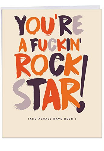 Hilarious Youre A Rock Star Congratulations Card with Envelope (8.5 x 11 Inch) - Big Appreciation Notecard for Graduation, Work, Sports - Personalized Congrats Stationery for Women, Men J6403CGG
