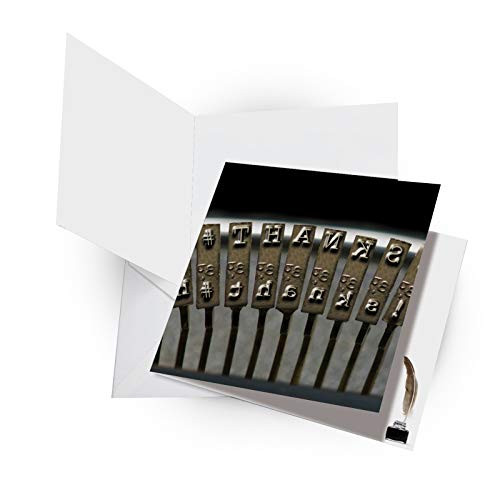 JQ4968TTG New Jumbo Square-Top Hilarious Teacher Thank You Card: Thank You Keys Featuring Images of Retro Typewriters Spelling Out Greetings, with Envelope (Large Size: 8.25" x 9.75")