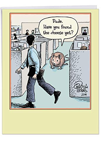 Found the Cheese - Hilarious Graduation Day Card with Envelope (8.5 x 11 Inch) - Big, Funny Cartoon College Graduate Appreciation Card - Humorous Animal Congrats Notecard Stationery for Grads J9643