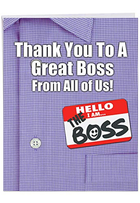 Thank You to a Great Boss - Work Boss Thank You Greeting Card with Envelope (Large 8.5 x 11 inch) - Gratitude for Boss, Manager - Award Gift From All of Us, Big Appreciation Stationery J9108BYG-US Thank You to a Great Boss - Work Boss Thank You Greeting Card with Envelope (Large 8.5 x 11 inch) - Gratitude for Boss, Manager - Award Gift From All of Us, Big Appreciation Stationery J9108BYG-US