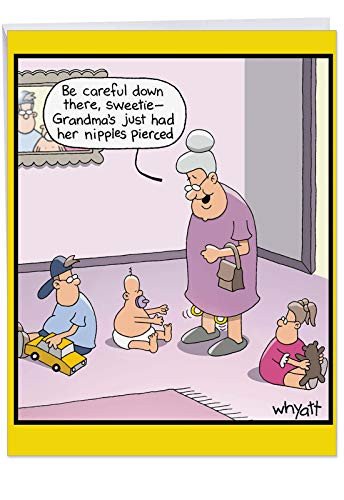 Grandma's Piercings Mother's Day - Big Happy Mothers Day Card for Grandmother (Extra Large 8.5 x 11 Inch) - Funny Grandma Humor Greeting Notecard with Envelope - Mothers Day Stationery J4160MGG