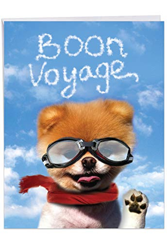 NobleWorks, Boon Voyage - Jumbo, Cute Pet Dog Bon Voyage Greeting Card with Envelope (8.5 x 11 Inch) J6873BVG