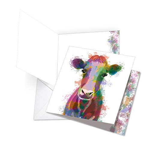 Funky Rainbow Wildlife Thank You - Big Thank You Card with Envelope (Large 8.25 x 9.75 Inch) - Colorful Watercolor Animal Appreciation Greeting Notecard - Gratitude, Thanks Stationery JQ4948ETYG
