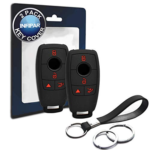 2pcs Compatible with Mercedes-Benz Silicone FOB Key Case Cover Protector Keyless Remote Holder for 2019 Mercedes-Benz E300 E450 E53 AMG E63 AMG, 2017 2018 Benz E Class E43 AMG E200 E250 E400 E500