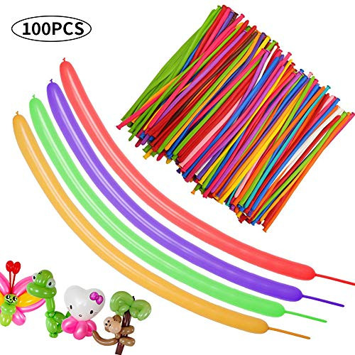 TONIFUL Twisting Long Balloons 100pcs Latex Magic Balloons for Sculpting Animals Shape Birthday Party Wedding Decorations Carnival Clowns Assorted Color