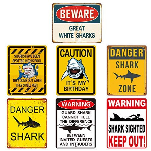 Reusable Shark Party Decorations  Shark Zone Party Decorations, Shark Party Wall Decor Signs | Waterproof Splash, No Fading | for Kids Birthday Party Ocean Shark Theme Party Supplies 14PCS