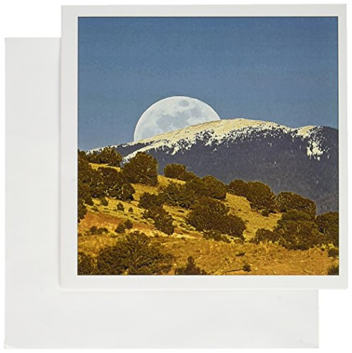 3dRose Moonrise, Sangre de Cristo Mountains, New Mexico - US32 LKL0039 - Lee Klopfer - Greeting Cards, 6 x 6 inches, set of 12 (gc_92856_2)