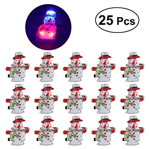 LUOEM 25 Pcs Christmas Brooch Pins LED Brooch Snowman Badge Brooch Christmas Light Up Party Favors for Children Holiday Party Gift
