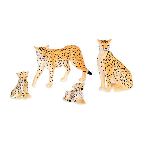 Terra by Battat  Cheetah Family - Miniature Cheetah Toy Animals for Kids 3-Years-Old & Up (4Pc)