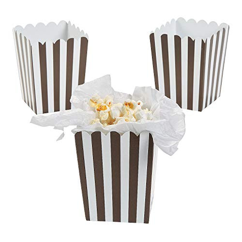 Fun Express - Mini Chocolate Striped Popcorn Boxes - Party Supplies - Containers & Boxes - Paper Boxes - 24 Pieces