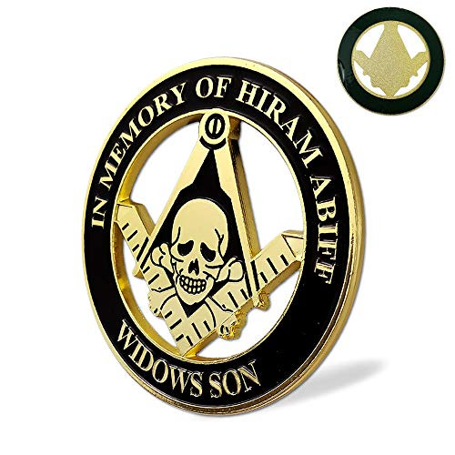 Masonic Car Emblem Widow Son Hiram Abiff Mason Square & Compass Metal Auto Decal