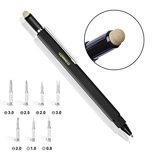 Yacig Screwdriver Pen Pocket Tool 11 in 1 Tech Tool Pen, Multi-Functional DIY Tool, with Screwdriver, Ballpoint Pen, Stylus, Bubble Level, Ruler & Phillips Flathead Bit for Mens Gift