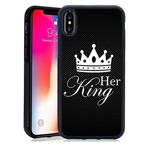 for iPhone XR/iPhone Xs Max Case King Queen Best Friend Lovers Couple Slim Fit Black Cell Phone Accessories Queen & King Design Soft TPU Protective iPhone Xs Cases (White King for iPhone X/XS)