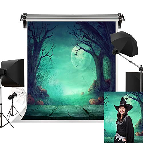 Kate 5x7ft/1.5m(W) x2.2m(H) Halloween Background Full Moon Backdrops Creepy Forest Pumpkins Backdrop Halloween Party Decoration Photography Studio Prop
