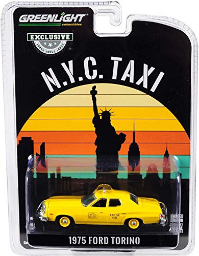 1975 Ford Torino Yellow NYC Taxi (New York City Taxi) Hobby Exclusive 1/64 Diecast Model Car by Greenlight 30058
