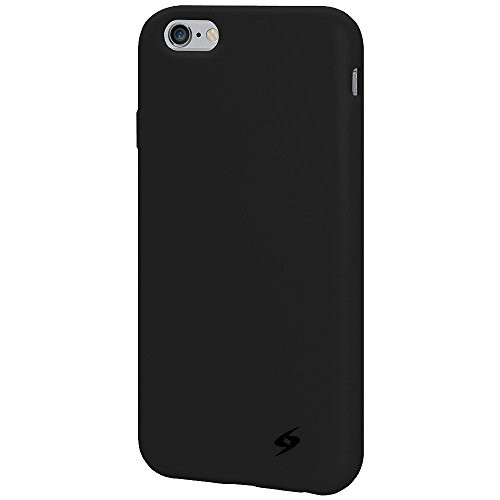 Amzer Soft Silicone Skin Fit Jelly Case Cover for Apple iPhone 6, iPhone 6s - Retail Packaging - Black