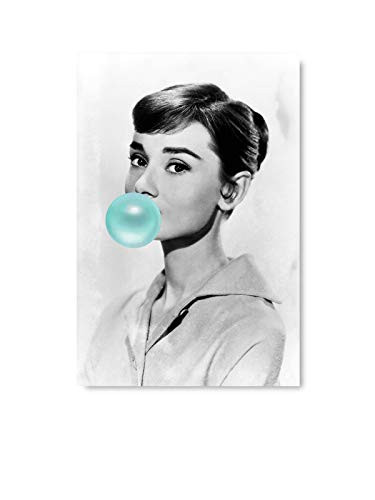 Funny Ugly Christmas Sweater Audrey Hepburn Fan Gift Printed Artwork New Audrey Hepburn Blue Bubble Gum Home Decor Unframed Art Hepburn New Poster Wall Art 4 8" x 12"