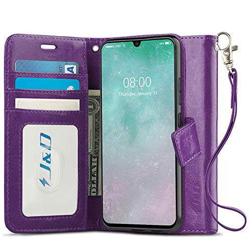 J&D Case Compatible for Galaxy A90 5G Case, [Wallet Stand] [Slim Fit] Heavy Duty Protective Shock Resistant Flip Cover Wallet Case for Samsung Galaxy A90 5G Wallet Case - Purple
