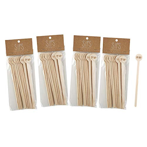 SIPS Drinkware Stir Crazy Wooden Stir Sticks, Pack of 12