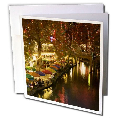 3dRose United States, Texas, San Antonio Riverwalk Area/Evening - Greeting Cards, 6 x 6 inches, set of 6 (gc_94613_1)