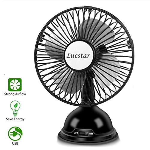 Lucstar Retro USB Fan Desk Table USB Fan Quiet Powerful Personal Fan for Office Home Desktop Laptop, Small 4 Inch Portable Elegant Pedestal Vintage Cooler Black