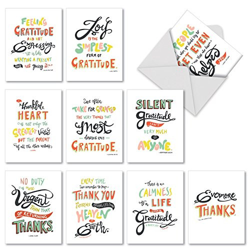 10 Gratitude and Thank You Cards with Envelopes 4 x 5.12 inch - Words Of Appreciation Greeting Cards for Wedding, Baby Shower, Thanksgiving - Boxed Occasion Stationery Note Card Set M10019TY 10 Gratitude and Thank You Cards with Envelopes 4 x 5.12 inch - Words Of Appreciation Greeting Cards for Wedding, Baby Shower, Thanksgiving - Boxed Occasion Stationery Note Card Set M10019TY