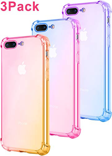 iPhone 8 Plus Case,iPhone 7 Plus Case,UBESTY [3 Pack] Gradient Shock Absorption Flexible TPU Soft Bumper Anti-Scratch Slim Protective Cases for Apple iPhone 8 Plus/iPhone 7 Plus (3-PCS, Multicolor)