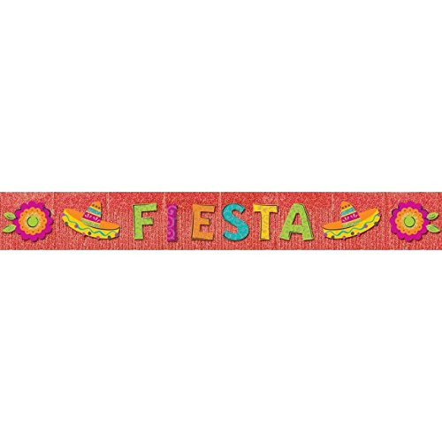 Cinco de Mayo Fiesta Party Giant Glitter "Fiesta" Fringe Banner Decoration, , 70" x 9",