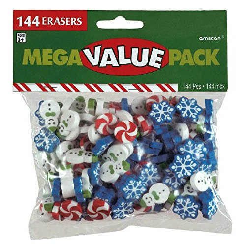 amscan Christmas Themed Eraser Mega Value Pack, 144 Ct. | Party Favor