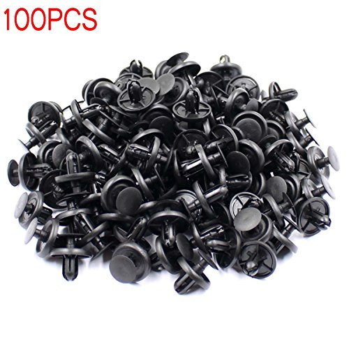 AUTOKAY 100pcs 7mm Fender Push Clips Retainer Plastic Rivet Fastener for Toyota Pontiac