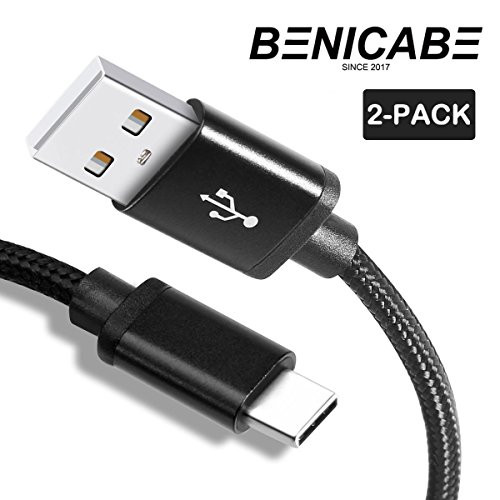 for Samsung Galaxy S10 Charger, (2-Pack 6FT) Benicabe USB Type C Samsung Adaptive Fast Charging Cable Nylon Braided Cord for Samsung Galaxy S10e / S10+, S9 / S9 Plus, S8 / S8 Plus(Midnight Black)