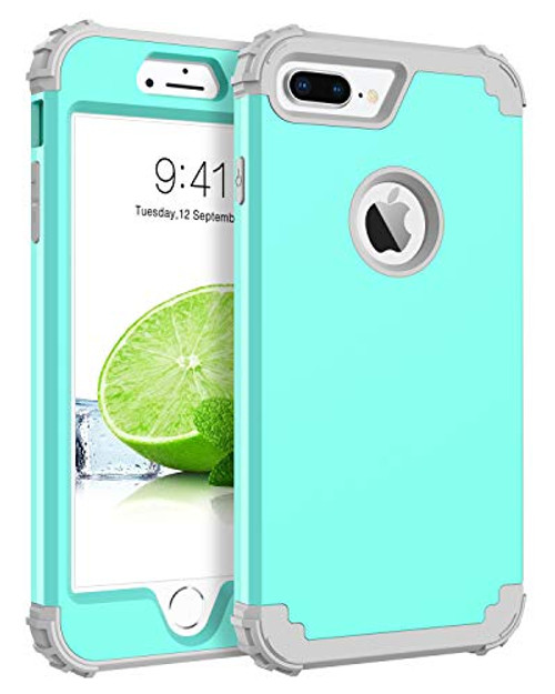 BENTOBEN Case for iPhone 8 Plus/iPhone 7 Plus Case, 3in1 Hybrid Hard Plastic Soft Rubber Heavy Duty Rugged Bumper Shockproof Full-Body Protective Phone Cover for iPhone 8 Plus/7 Plus, Turquoise Green BENTOBEN Case for iPhone 8 Plus/iPhone 7 Plus Case, 3in1 Hybrid Hard Plastic Soft Rubber Heavy Duty Rugged Bumper Shockproof Full-Body Protective Phone Cover for iPhone 8 Plus/7 Plus, Turquoise Green