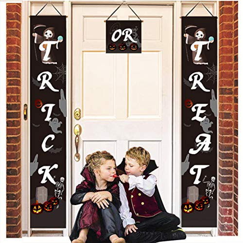 Halloween Decorations, Halloween Outdoor Banners | Trick or Treat Banner Halloween Signs for Front Door Display or Indoor Home Decor | Porch Decorations | Halloween Welcome Signs