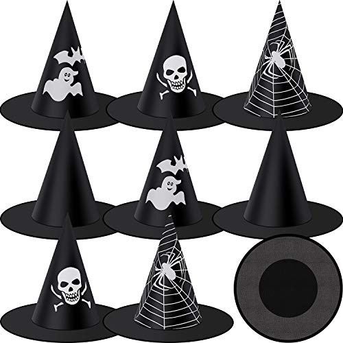 Boao 8 Pieces Halloween Witch Hat Witch Costume, Halloween Cosplay Witch Wizard Hat Party Costume Accessory
