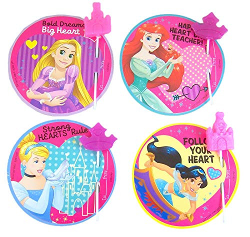 Disney Princess Valentine's Day Card Friendship Exchange with Lollipops, 28 Cards