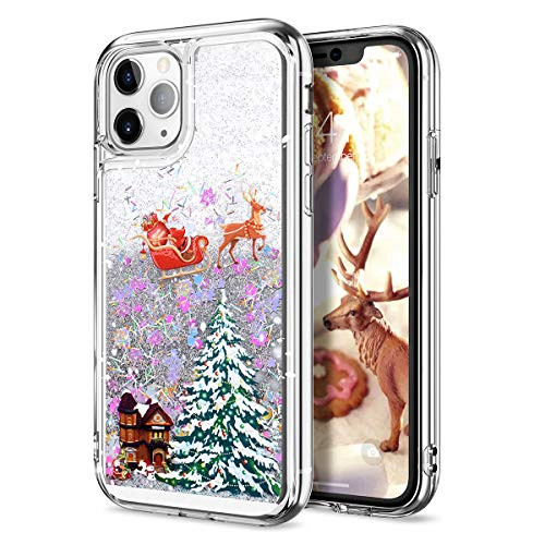 CinoCase iPhone 11 Pro Max Case 3D Liquid Case [Christmas Collection] Flowing Quicksand Moving Stars Glitter Snowflake Christmas Tree Santa Claus Pattern Case for iPhone 11 Pro Max 6.5 inch Multi