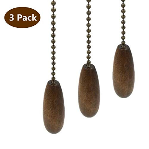 Ceiling Fan Chain Pulls Walnut Wooden Pull Chain Extension for Ceiling Light Fan Chain 3 Pack