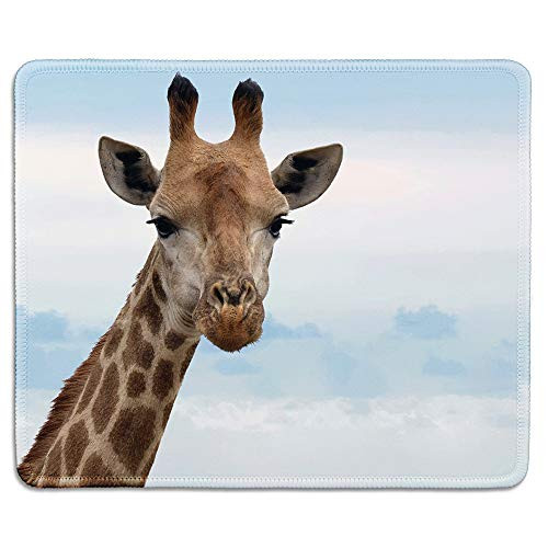 dealzEpic - Wild Animal Art Mousepad - Natural Rubber Mouse Pad Printed with Close up of a Graceful Giraffe - Stitched Edges - 9.5x7.9 inches