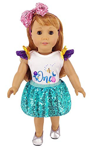 ebuddy Total 3pc Ocean Style Doll Clothes Accessories Include Rompers Skirt Headband for 18 Inch American Girl,Our Generation Doll and 43cm New Born Baby Doll,15 inch Dolls