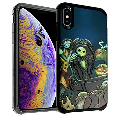 iPhone XR Case, IMAGITOUCH 2-Piece Style Armor Case with Flexible Shock Absorption Case & Nightmare Before Christmas Design Cover Hybrid for iPhone XR-Nightmare Before Christmas Hybrid