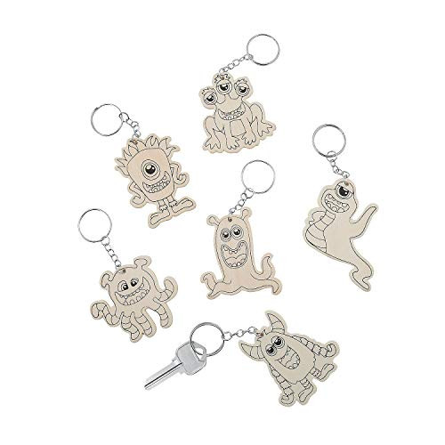 Fun Express Cyo Wood Monster Keychains - 12 Pieces