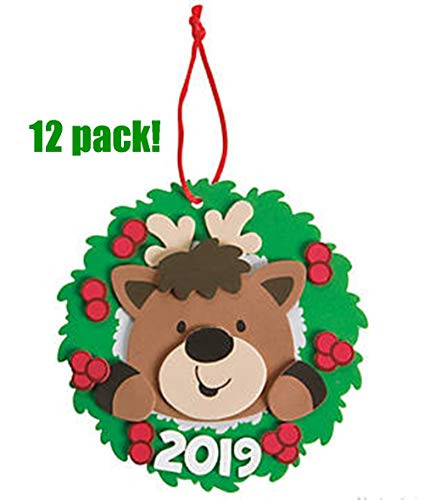 Dated 2019 - Reindeer Ornament Christmas Craft Kits - Pack of 12 Kits
