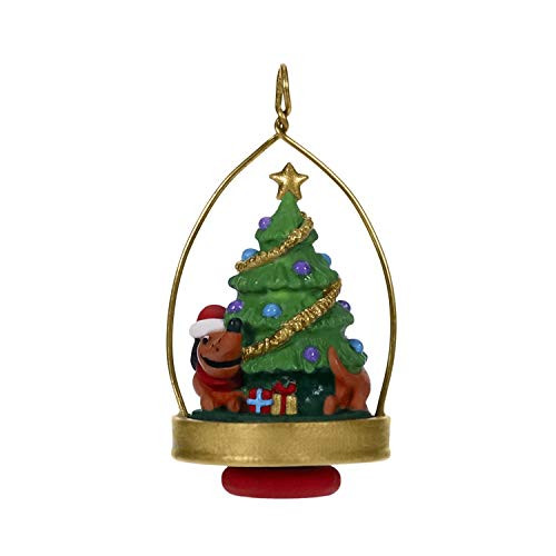 Hallmark Keepsake Mini Christmas 2019 Year Dated Chasing His Tail Dachshund Miniature Ornament, 1.87"